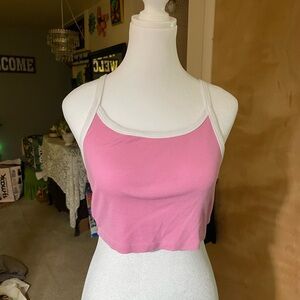Tilly's Pink and White Ribbed Crop Top